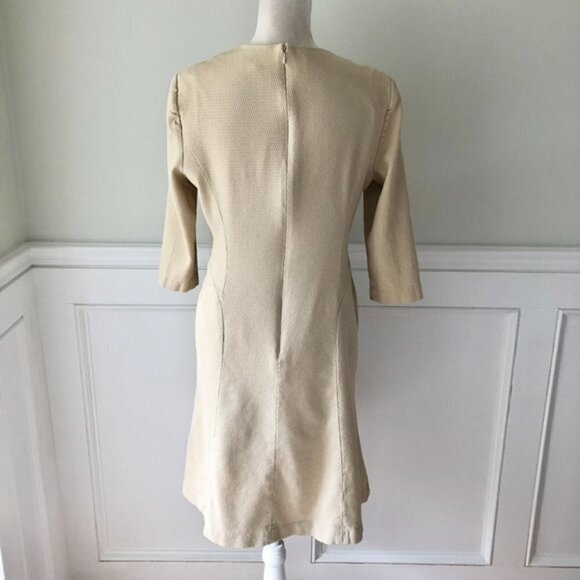 Unger Lightweight Wool Textured Tan Dress 14 - Picture 5 of 6